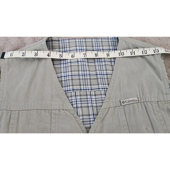 VTG 90's Columbia Reversible Plaid and Tan Button up Vest Women's Size Medium - Picture 5 of 9